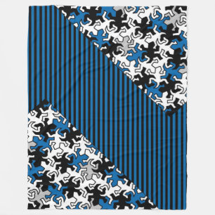 Manta Polar Patrón Geckos Mosaico - gris blanco azul