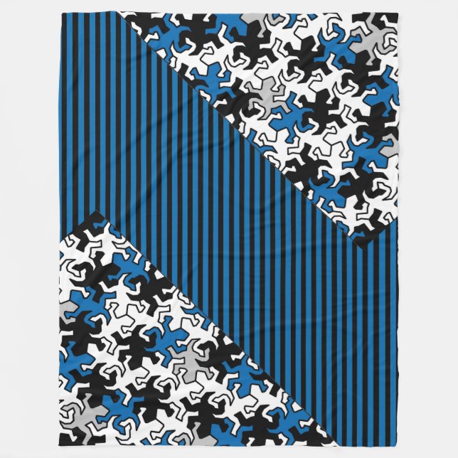 Manta Polar Patrón Geckos Mosaico - gris blanco azul (Anverso)