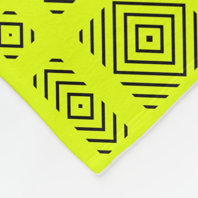 Manta Polar Patrón geométrico amarillo limón (Esquina)