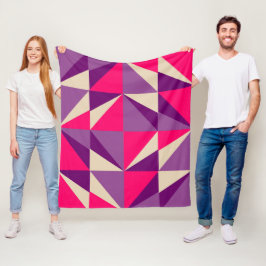 Manta Polar Patrón geométrico atrevido rosa y púrpura