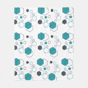 Manta Polar Patrón geométrico azul con formas hexágonas