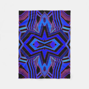 Manta Polar Patrón geométrico azul negro y rosa