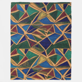 Manta Polar Patrón geométrico azul vibrante, verde y rojo