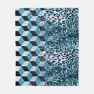 Manta Polar Patrón geométrico con piel de leopardo, patata de