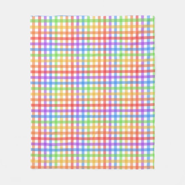 Manta Polar Patrón geométrico de cuadros de gingham de arcoíri (Anverso)