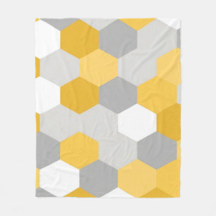 Manta Polar Patrón geométrico de hexágono gris amarillo