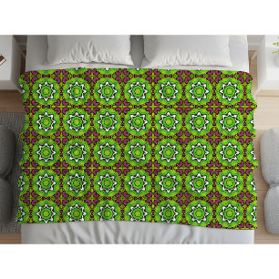 Manta Polar Patrón geométrico de mandala verde y púrpura