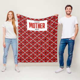 Manta Polar Patrón geométrico de píxeles rojo, negro y blanco