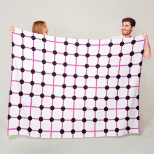 Manta Polar Patrón geométrico de punto negro y rejilla rosa