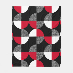 Manta Polar Patrón geométrico de yeso negro, rojo y blanco.