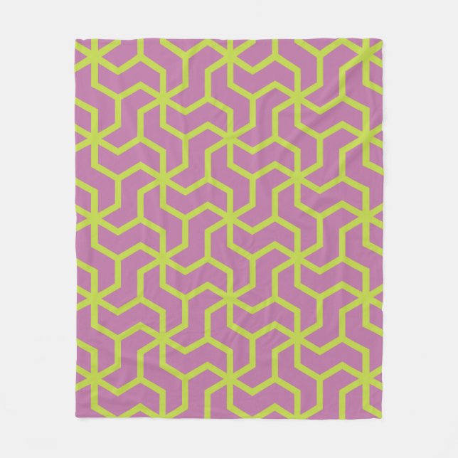 Manta Polar Patrón geométrico del zag de zigzag amarillo rosad (Anverso)