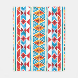 Manta Polar Patrón geométrico étnico acuarela.