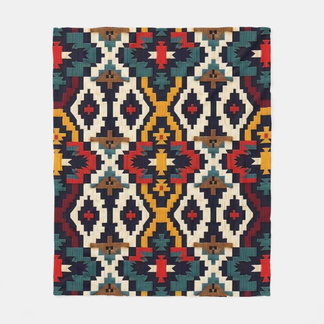 Manta Polar Patrón geométrico étnico tradicional (Anverso)