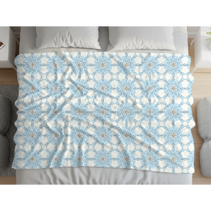 Manta Polar Patrón geométrico floral azul decorativo 