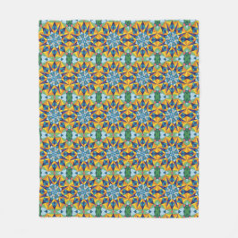 Manta Polar Patrón geométrico fractal azul y amarillo