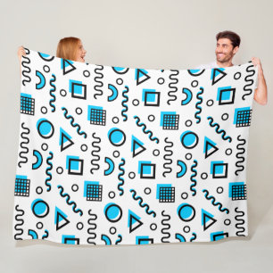 Manta Polar Patrón geométrico Memphis Style 110719 - Azul ciel
