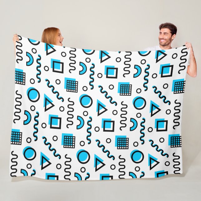 Manta Polar Patrón geométrico Memphis Style 110719 - Azul ciel (In situ)