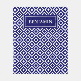 Manta Polar Patrón geométrico moderno azul blanco