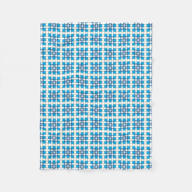 Manta Polar Patrón geométrico moderno de cuadrados SEA azul (Anverso)