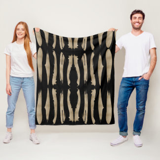 Manta Polar patrón geométrico preppy franjas de negro y oro