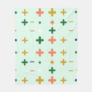 Manta Polar Patrón geométrico retro con signos más juguetones