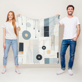 Manta Polar Patrón geométrico retro de tonos pasteles