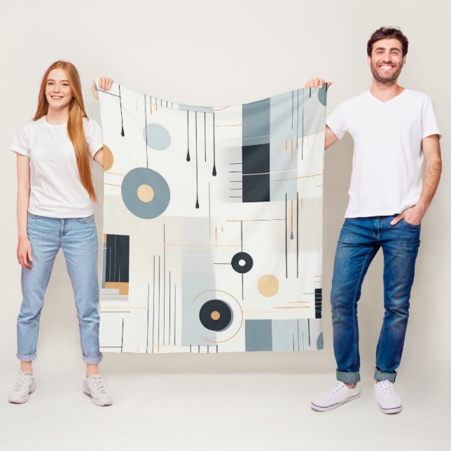 Manta Polar Patrón geométrico retro de tonos pasteles (In situ)