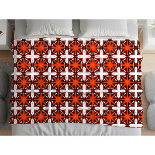 Manta Polar Patrón geométrico rojo y naranja 