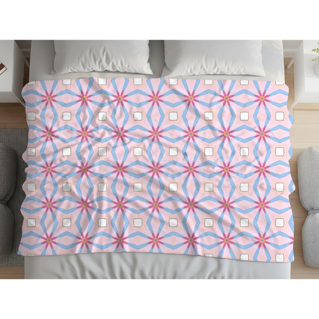 Manta Polar Patrón geométrico rosa, azul y blanco (Subido por el creador)