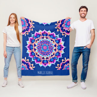 Manta Polar Patrón geométrico rosado de Mandala Violet