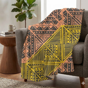 Manta Polar Patrón geométrico tribal boho - Mudcloth Azteca