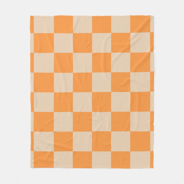 Manta Polar Patrón Gingham de naranja controlado (Anverso)