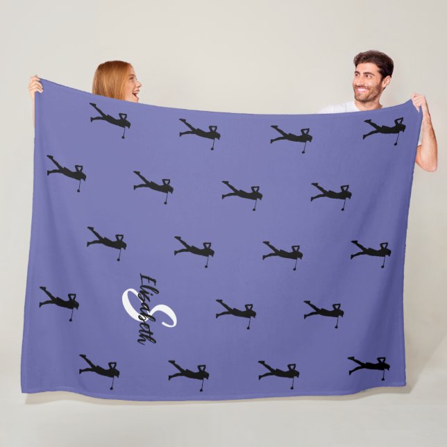 Manta Polar Patrón Golfer Monograma Nombre Periwinkle inicial (In situ)