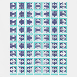 Manta Polar Patrón griego Navy Blue Aqua