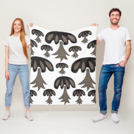 Manta Polar Patrón gris negro de hongos