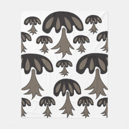 Manta Polar Patrón gris negro de hongos