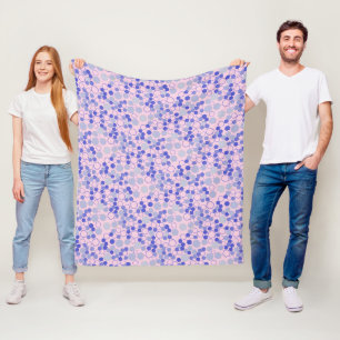 Manta Polar Patrón hexagonal 01b.Azul. BG rosa