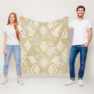 Manta Polar Patrón hexagonal orgánico moderno   Crema y beige 