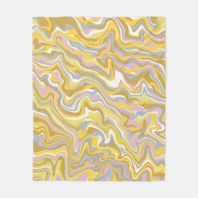 Manta Polar Patrón Hippie 70 Green Marble Liquid Swirl Boho (Anverso)