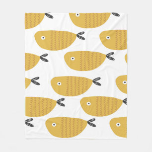 Manta Polar Patrón infantil sin foco con peces divertidos. Cre