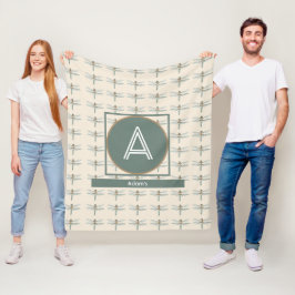 MANTA POLAR PATRÓN INICIAL Y DE DRAGONFLY DE NOMBRE PERSONALIZ