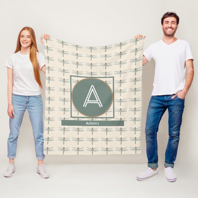 MANTA POLAR PATRÓN INICIAL Y DE DRAGONFLY DE NOMBRE PERSONALIZ (In situ)