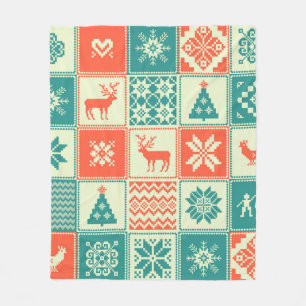 Manta Polar Patrón ininterrumpido de vintage navidad. Comercio