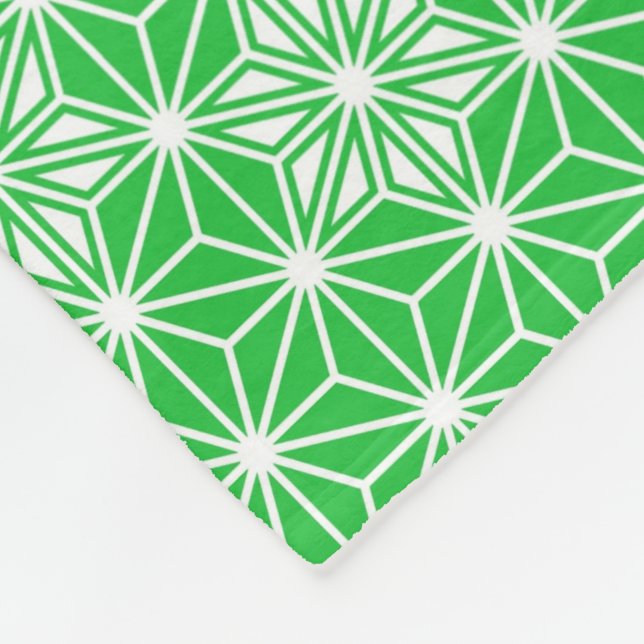 Manta Polar Patrón japonés Asanoha - verde jade (Esquina)