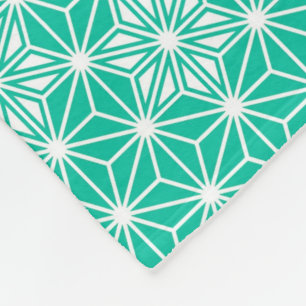 Manta Polar Patrón japonés de Asanoha - azul pavo real