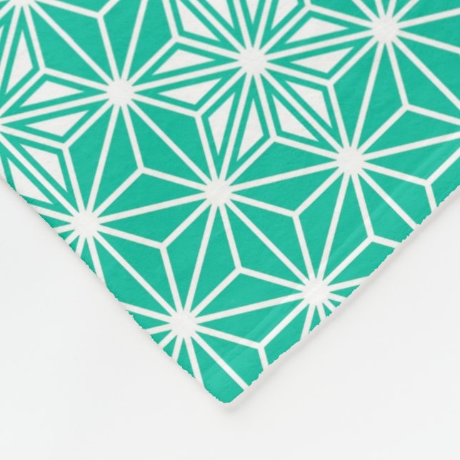 Manta Polar Patrón japonés de Asanoha - azul pavo real (Esquina)