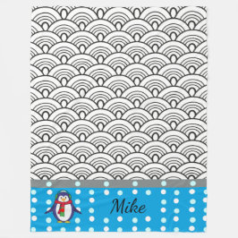 Manta Polar patrón japonés Doodles, pingüino, su nombre