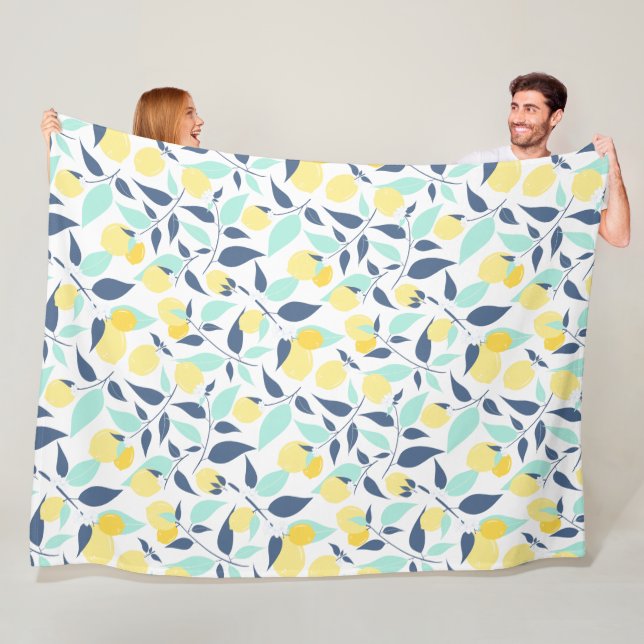 Manta Polar Patrón Lemones Amarillo y Mint (In situ)