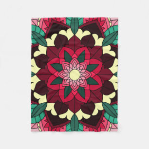 Manta Polar Patrón Mandala 02 en rosa profundo