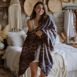 Manta Polar Patrón marrón de cuero falso barroco